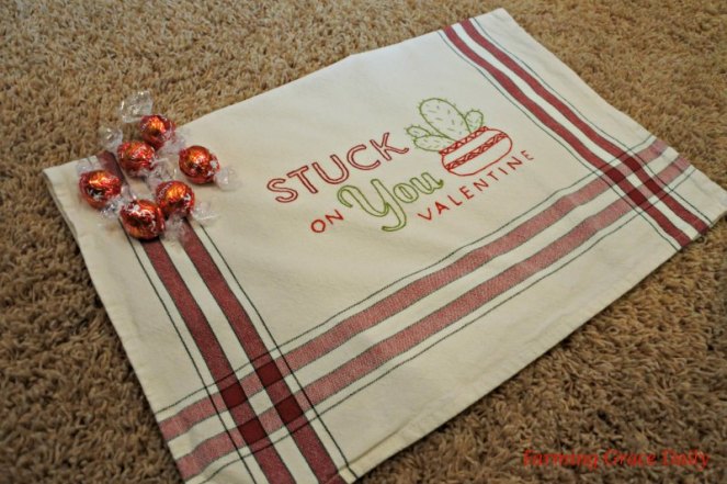 Valentine teatowel embroidery